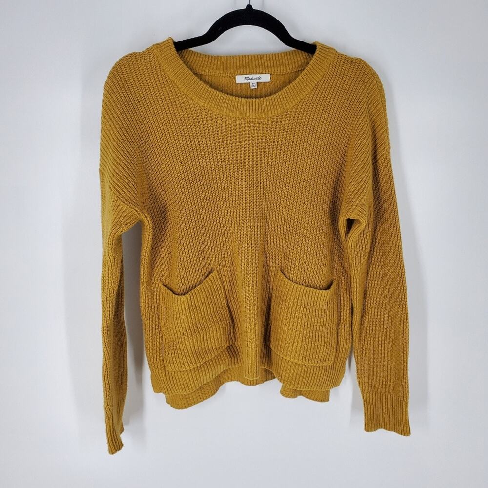 Madewell Yellow Patch Pocket Pullover Sweater Xs - image 3